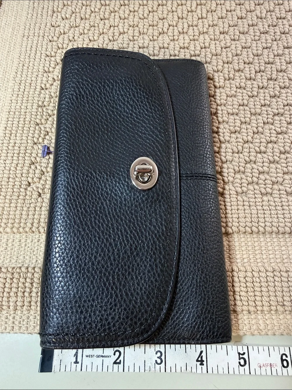 Classic Black Pebbled Leather Clutch Wallet